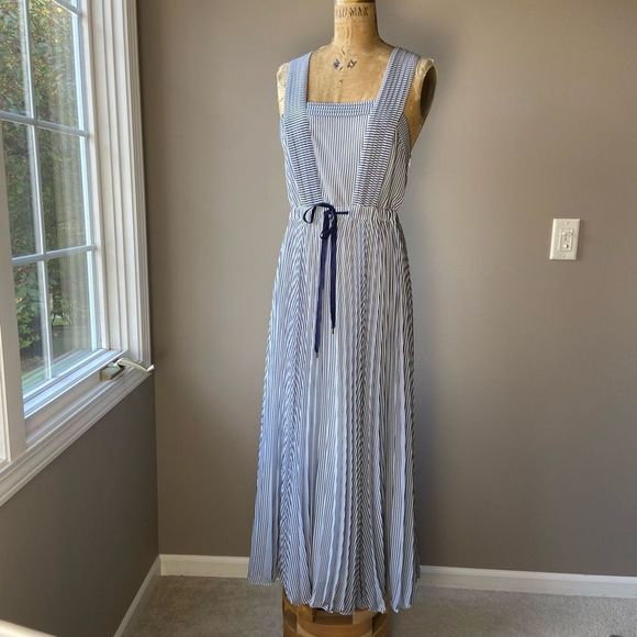 Maeve Anthropologie Darcy Striped Maxi dress with Bow SZ 10 - Picture 12 of 13